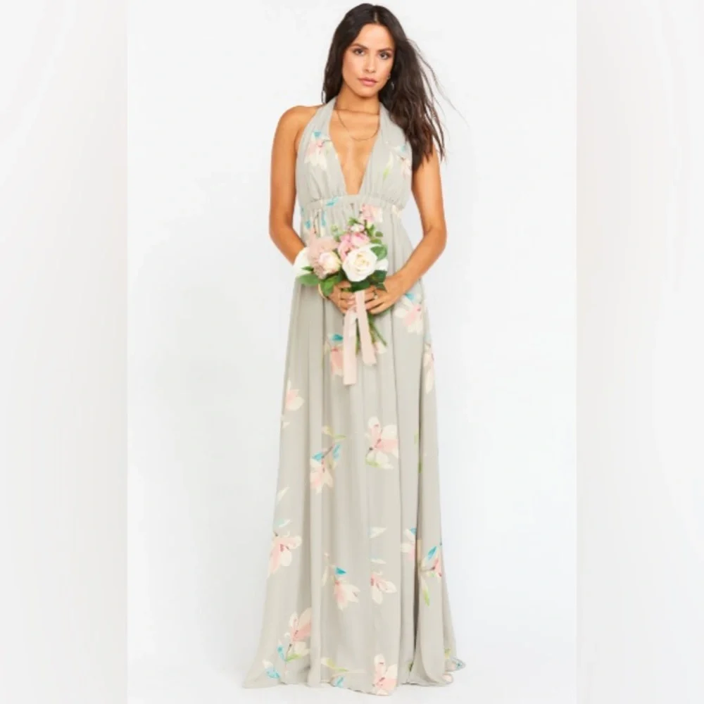 Show Me Your Mumu Luna Halter Dress Lily Showers Bridesmaid Gown - Picture 2 of 7